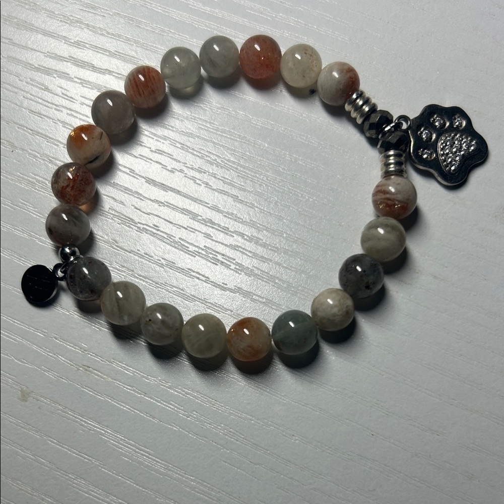 T. Jazelle Beaded Natural Stone Stretch Paw Charm - Multi-Color